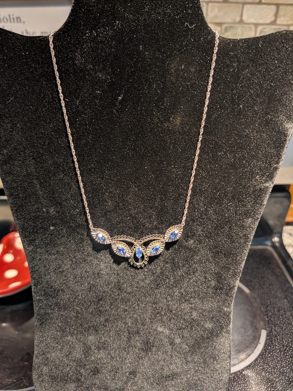 Elegant Blue Crystal Marquise Necklace - Women Jewelry, Sterling Silver